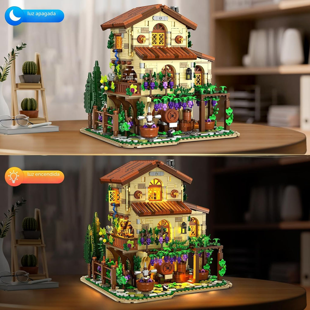 INSOON Winery Chateau - Juego de construcción de casa con luces para