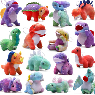 Juego de peluche de dinosaurio (paquete de 16), mini llavero de ani...