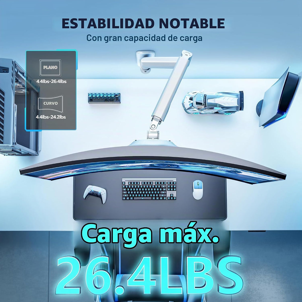 ARES WING Soporte de pared para monitor único ultraancho de 17-40 pulgadas