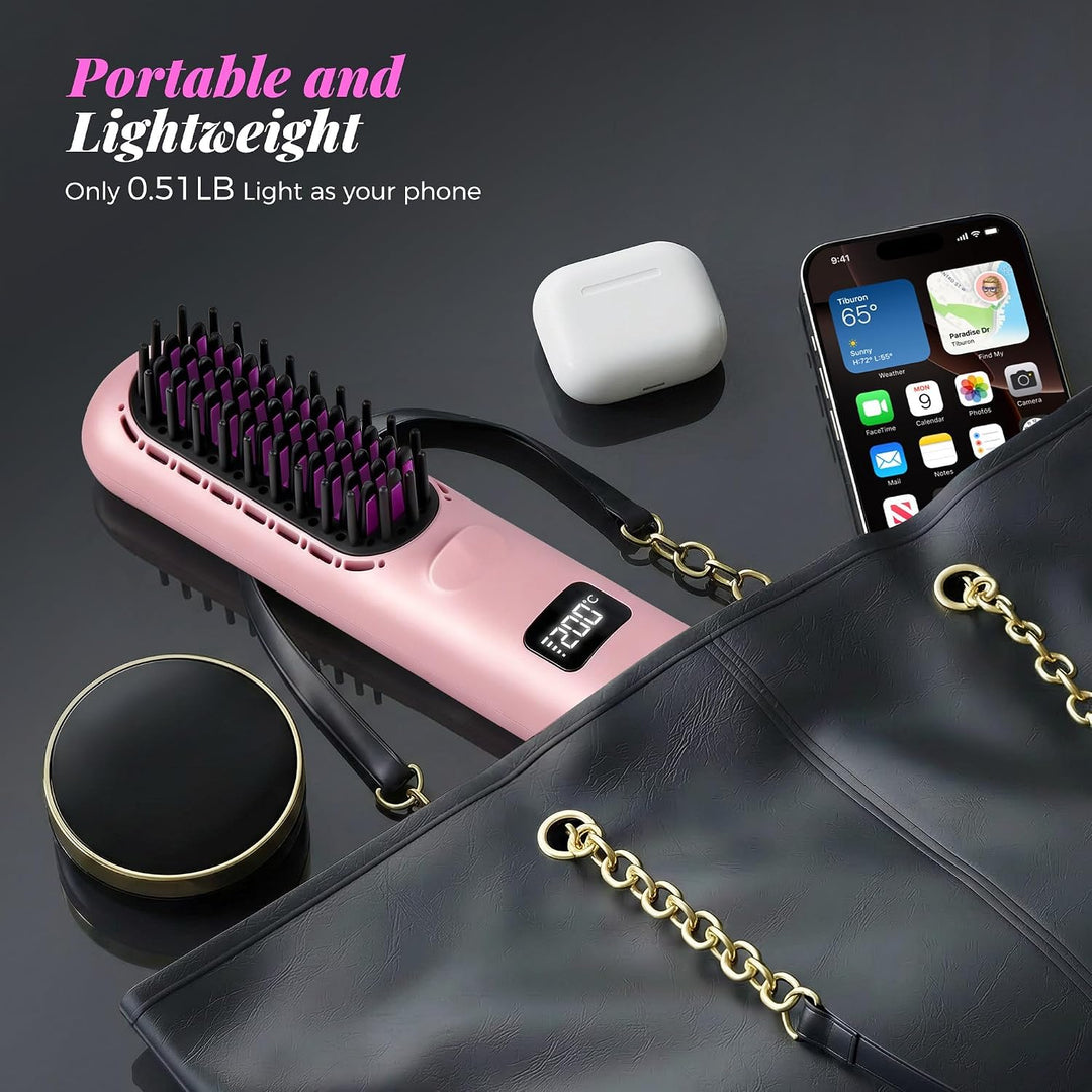 Go Brush Pro 2026, Cordless Hair Straightener Brush, Mini Hair Stra...