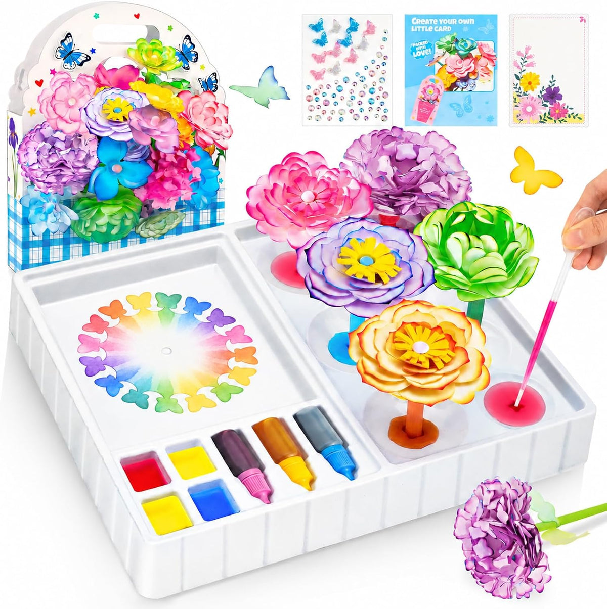 Kit de flores de papel, kit de fabricación de flores para niños, regalo