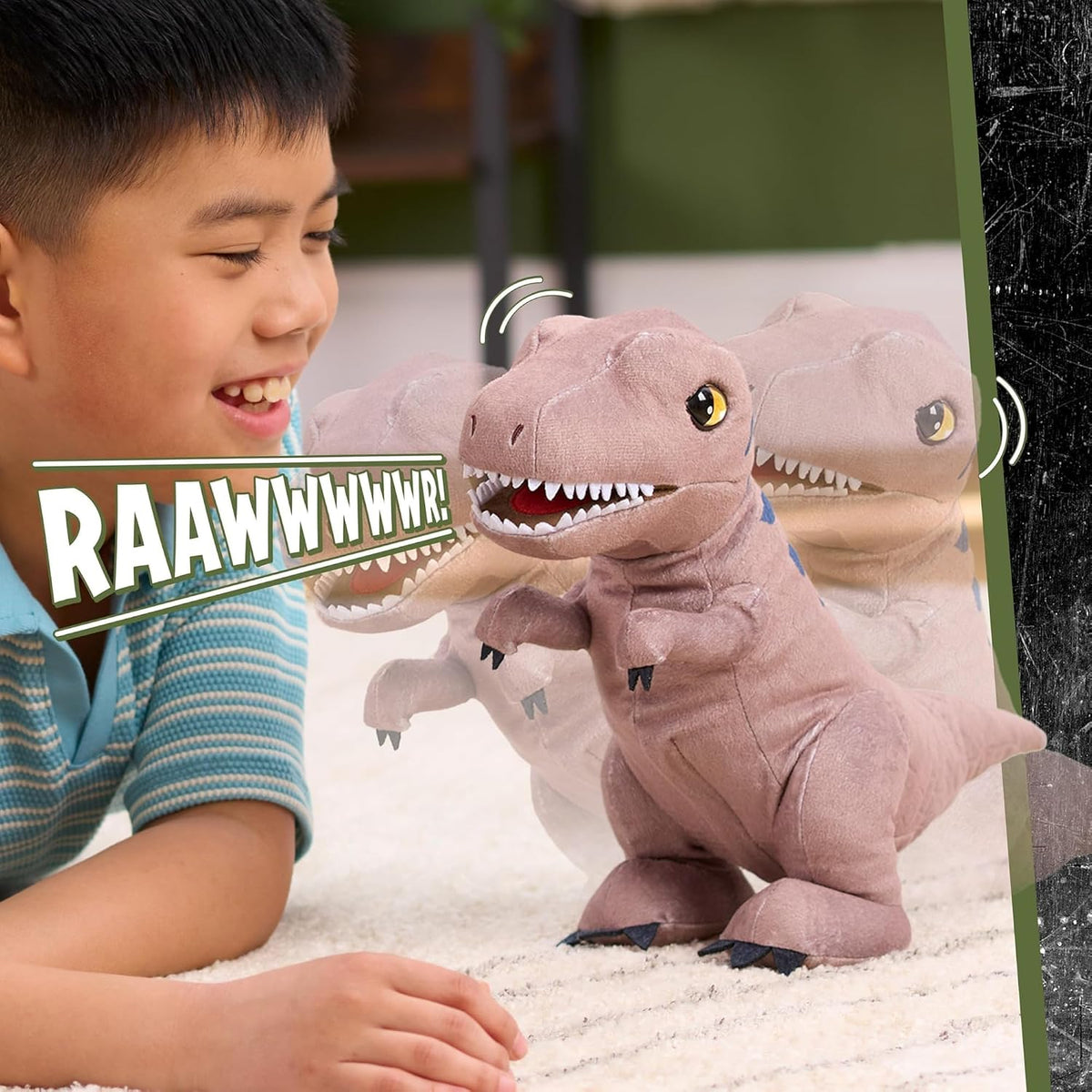 JURASSIC WORLD Rebirth Roaring T. rex - Dinosaurio de peluche interactivo