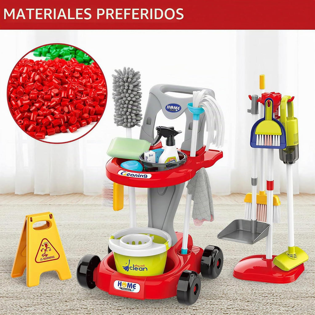 Juego de limpieza para niños pequeños, juego de juguetes de limpieza para niños, nuevo juego de limpieza desmontable de 29 piezas para niños pequeños, carritos de limpieza educativos de juego de