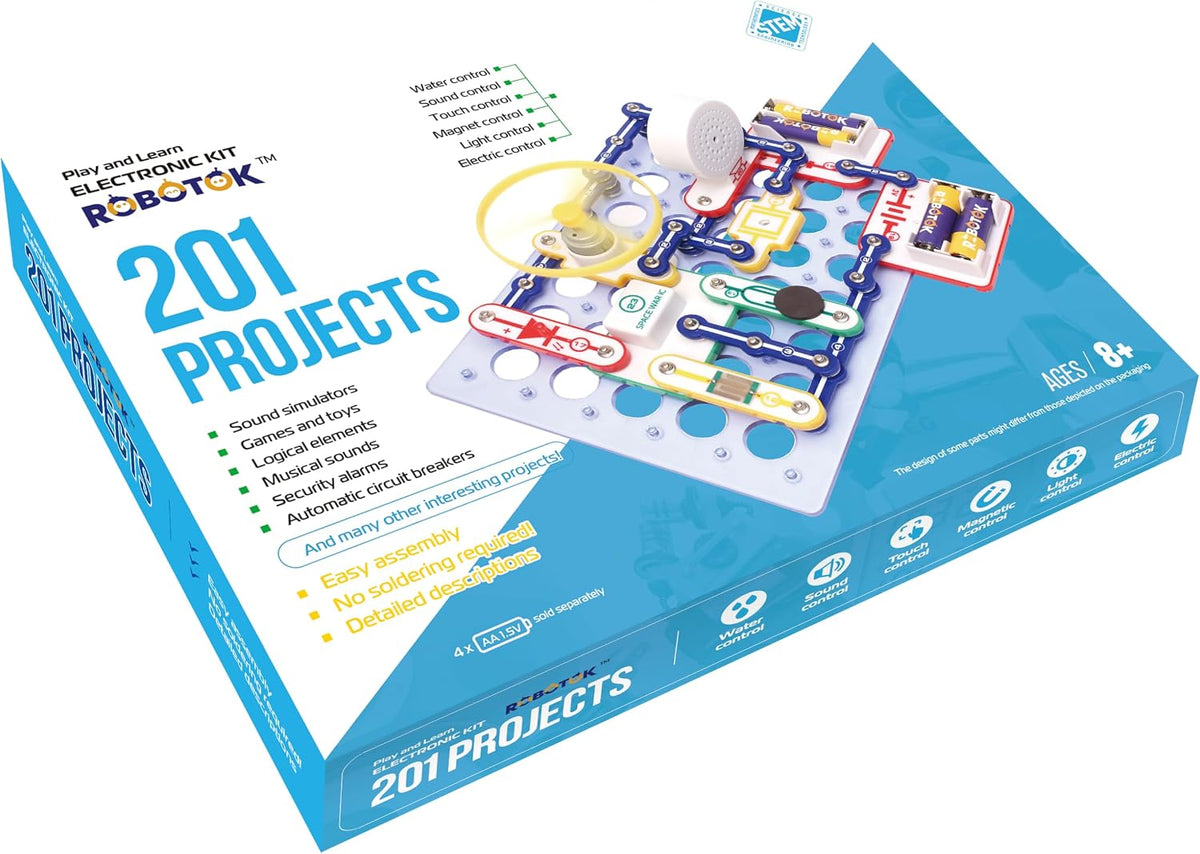 STEM Kit de circuito electrónico para niños, más de 201 proyectos, kit de fabricante de circuitos de física, juguete educativo de experimento científico para niños y niñas a partir de 8 años (color