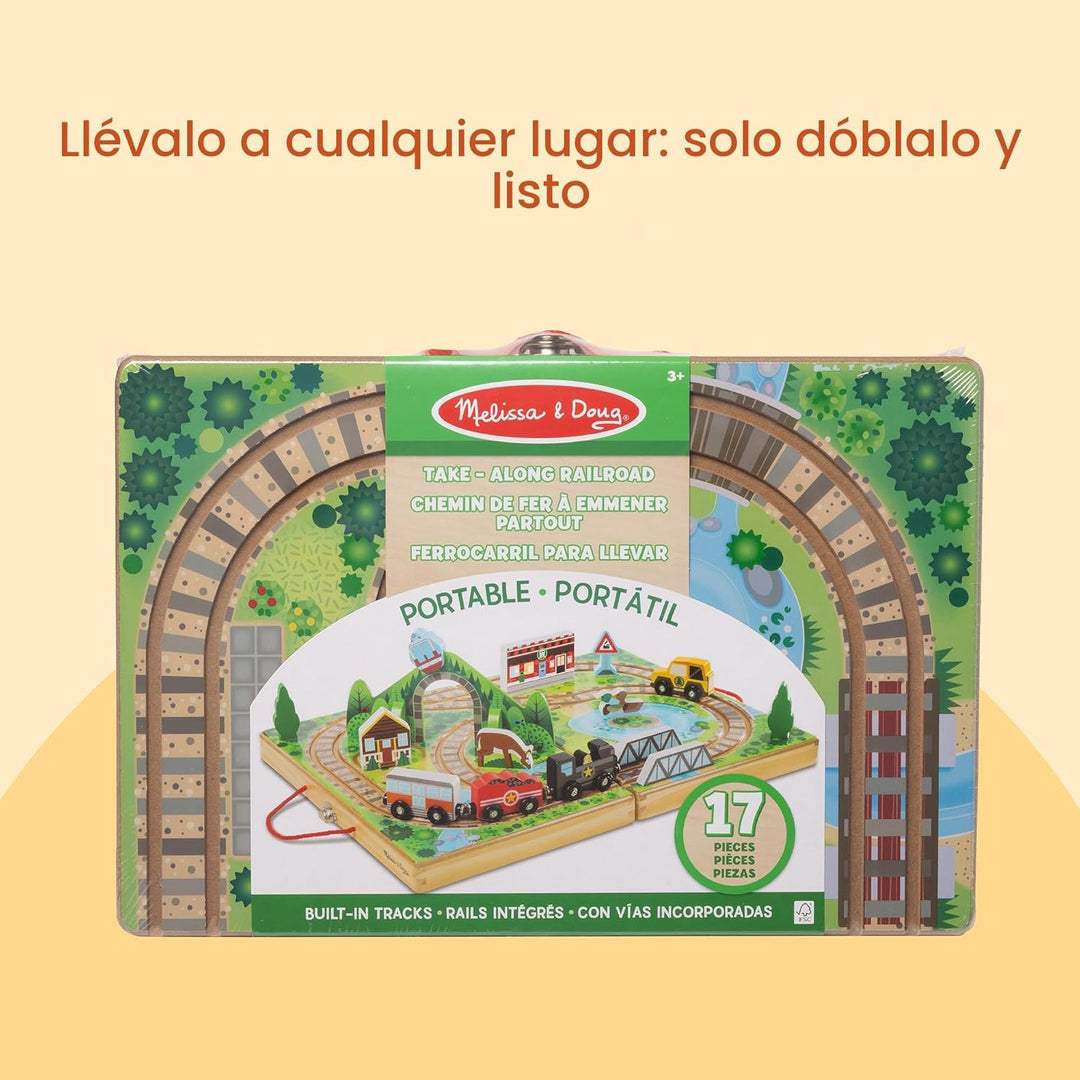 Melissa &amp; Doug Juego de Mesa de Ferrocarril Portátil con Juguet...