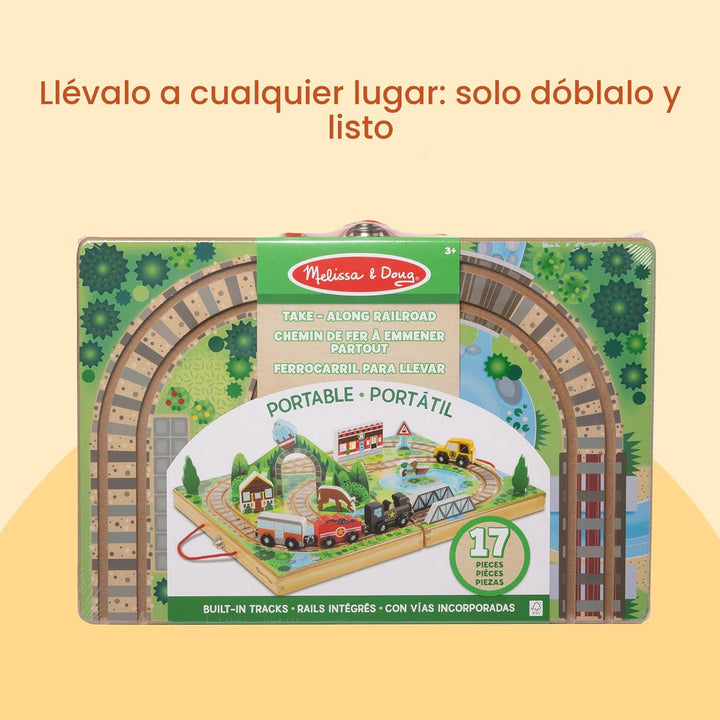 Melissa &amp; Doug Juego de Mesa de Ferrocarril Portátil con Juguet...