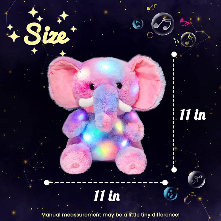 Hopearl Elefante de peluche con luces LED y música colorido, con vo...