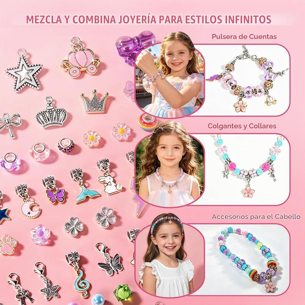 JeeMoien Kit de fabricación de pulseras con dijes para niñas de 5, 6, 7, 8-12, kit de pulseras de la amistad, kit de fabricación de joyas para manualidades, regalo de cumpleaños, juguete para 6, 7, 8