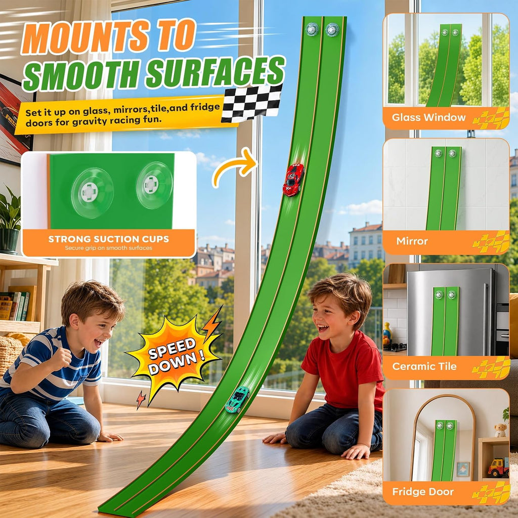 Pista de carreras flexible para niños, juego de pistas de doble
