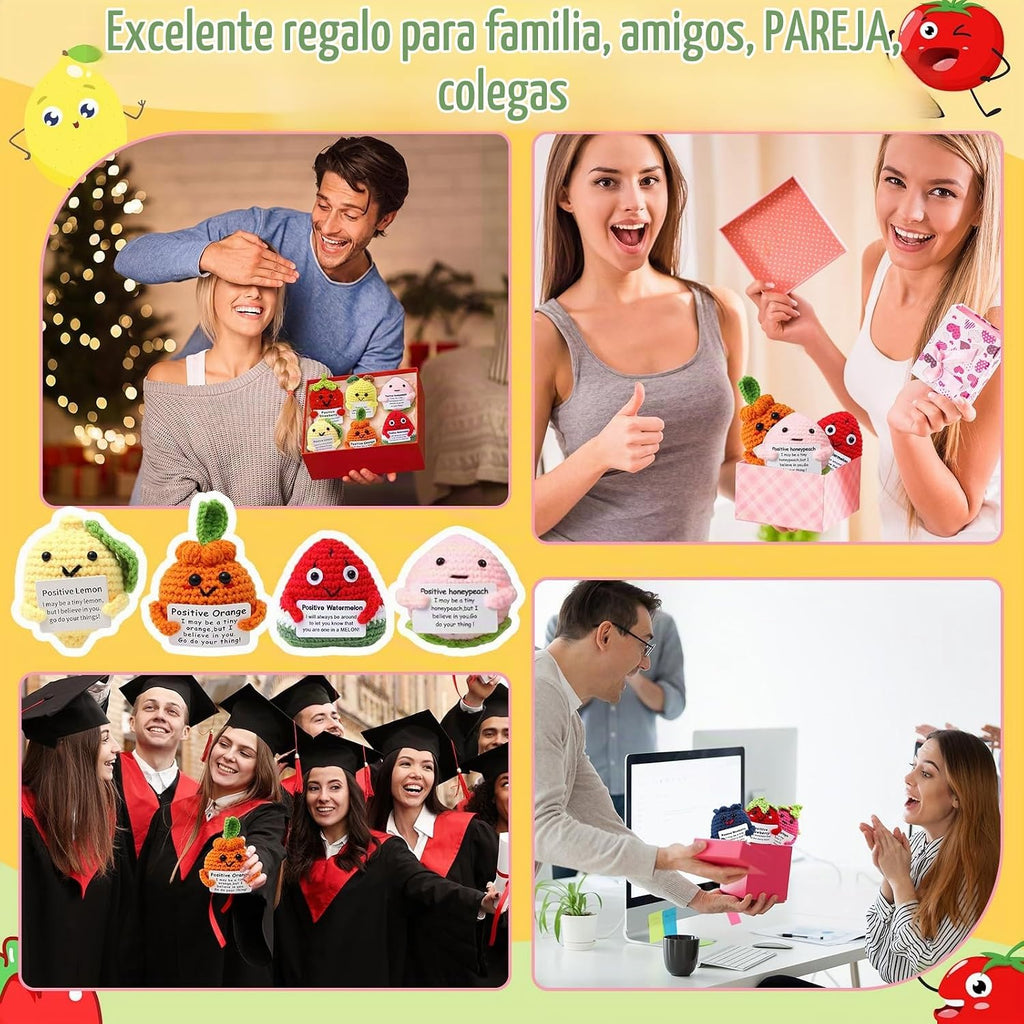 HunnmingRe Fruit Style - Muñeca de ganchillo (12 piezas) con tarjeta