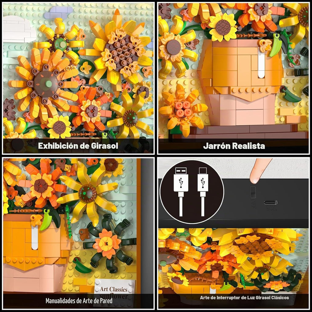 HOGOKIDS Juego de construcción de flores girasol con luces Colección
