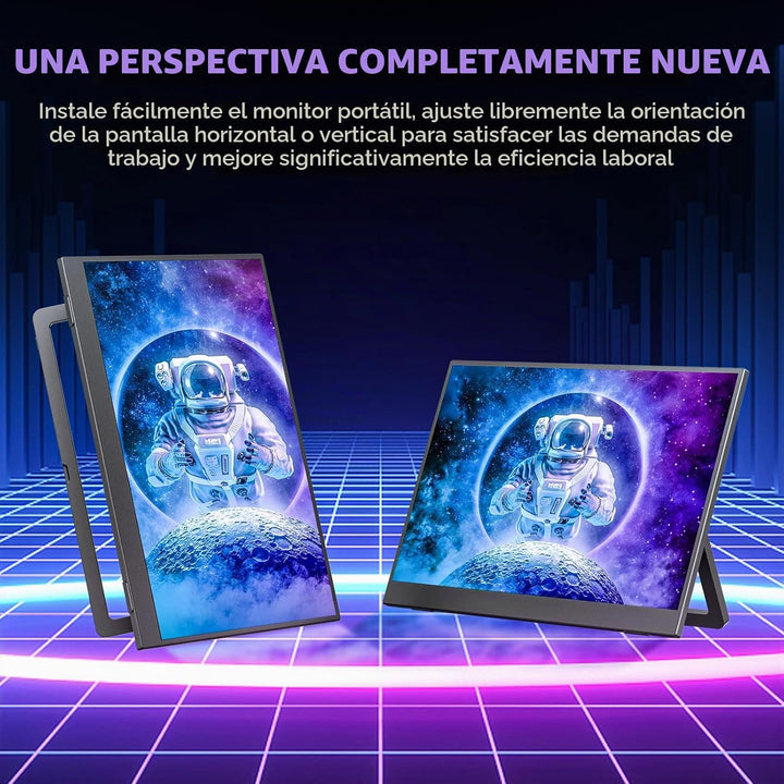 WUAWE Monitor portátil de 14 pulgadas con función atril para laptop...