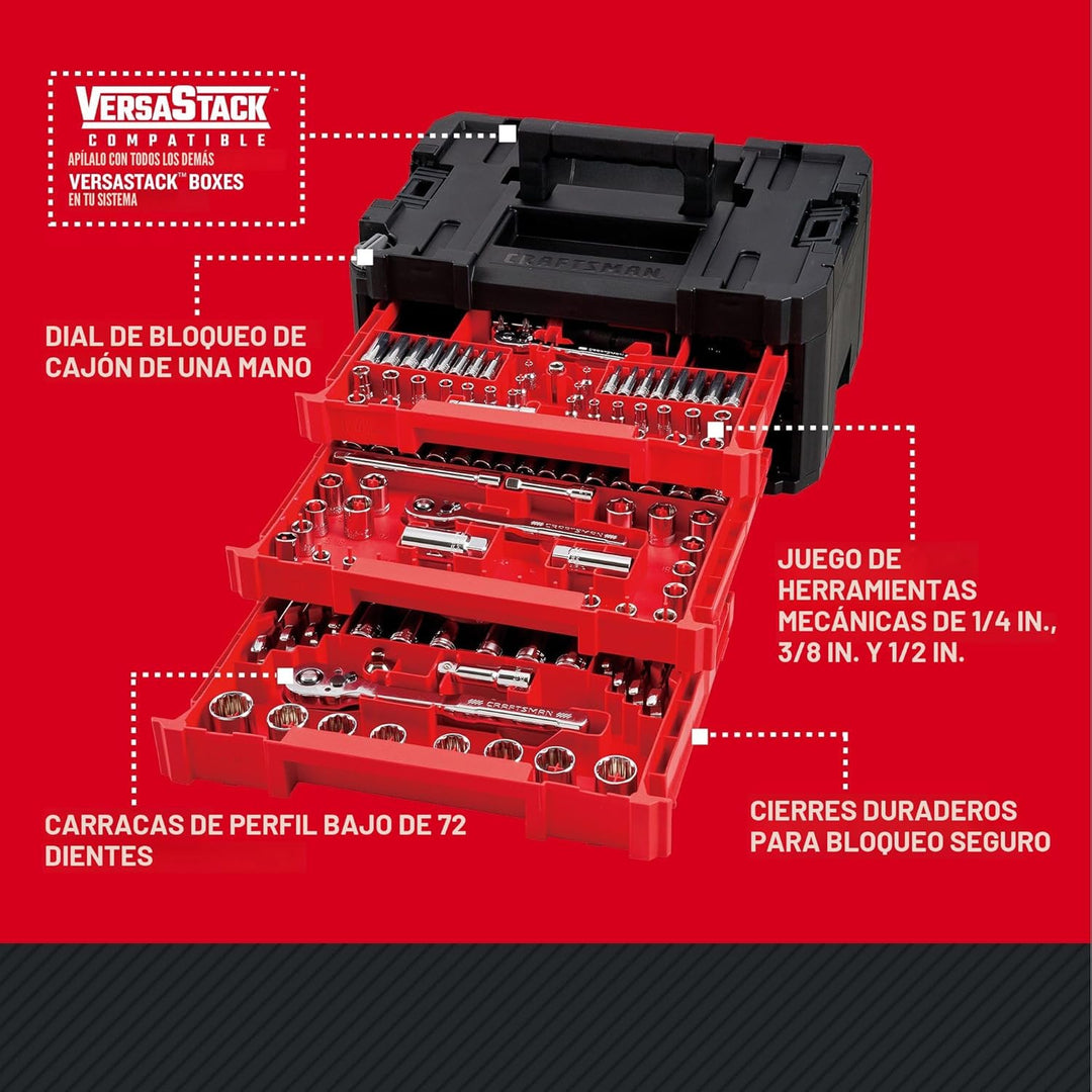 Craftsman Juego de herramientas mecánicas de 262 piezas con caja VE...