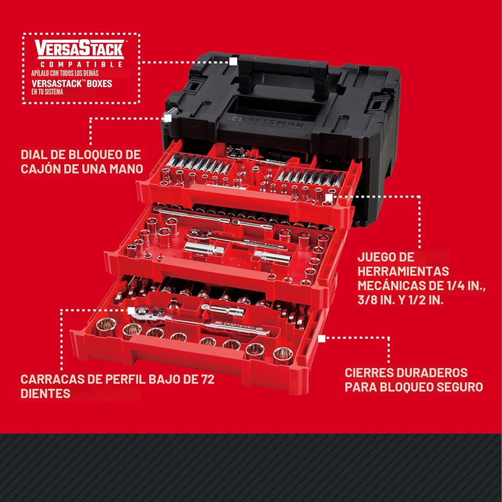 Craftsman Juego de herramientas mecánicas de 262 piezas con caja VE...