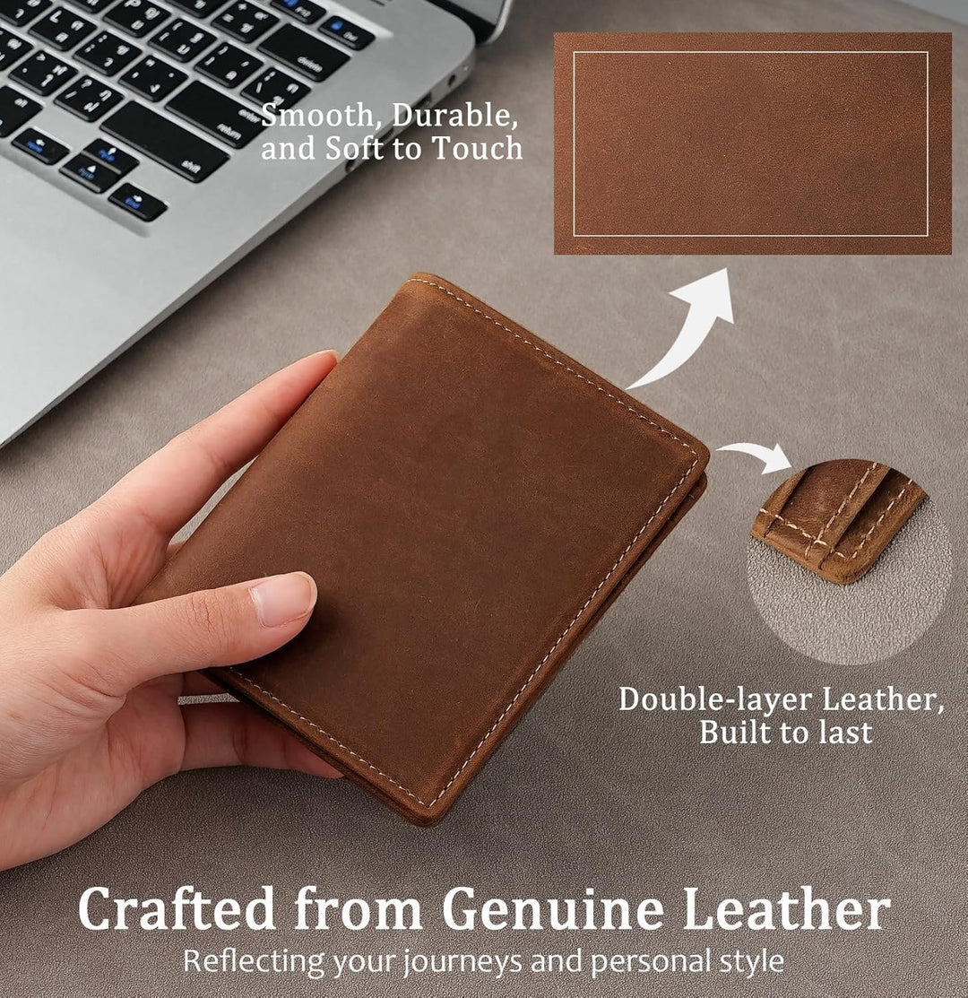 LnxLtw Billetera vertical plegable para hombre, diseño delgado de c...