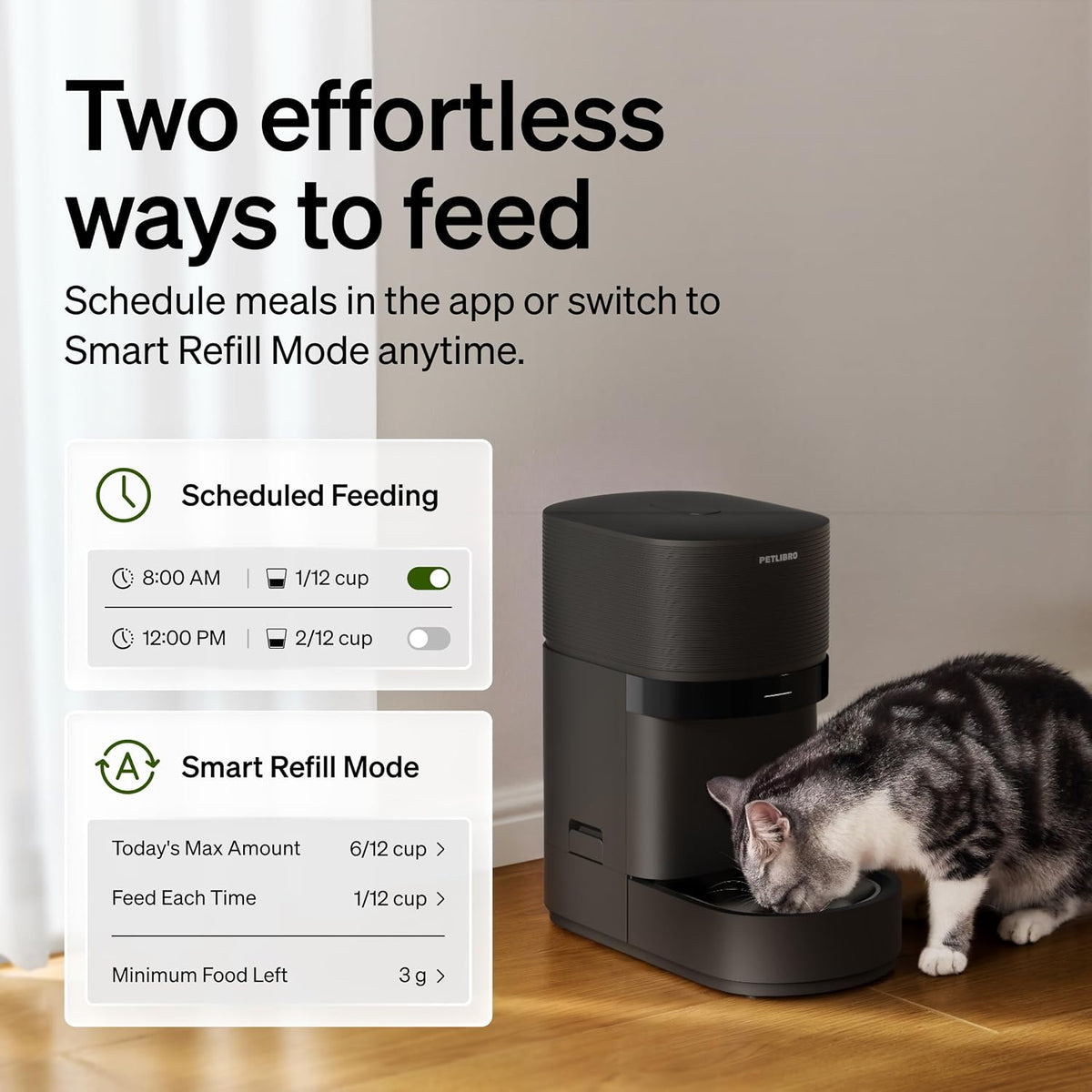 PETLIBRO Alimentador automático para gatos | Smart Scale rastrea la ingesta real de alimentos, WiFi 5G y 2.4G, dispensador automático de alimentos para gatos de 5 litros con sensor de alimentos bajo