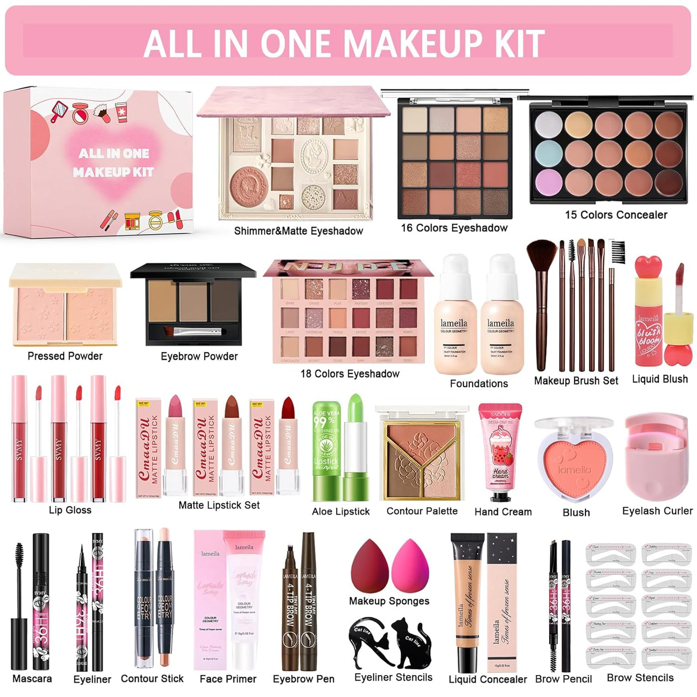 Kit de maquillaje todo en uno para mujeres, kit completo, juego de...