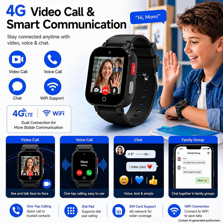 DXPICR Reloj inteligente 4G para niños con rastreador GPS, video y...