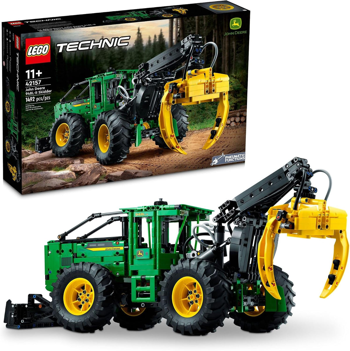 LEGO Technic John Deere 948L-II Skidder 42157 Kit avanzado de construcción de juguete de tractor para niños de 11 años en adelante, regalo para niños que aman la ingeniería y los vehículos agrícolas