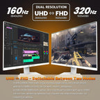 CRUA - Monitor para juegos de modo dual de 27 pulgadas, 4K 160 Hz \...
