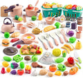 Mini accesorios de cocina de 200 piezas para niños a partir de 3 años, juego de cocina de simulación con utensilios de cocina, vajilla y 2 juegos de frutas, regalo de aprendizaje para niñas y niños, rosa