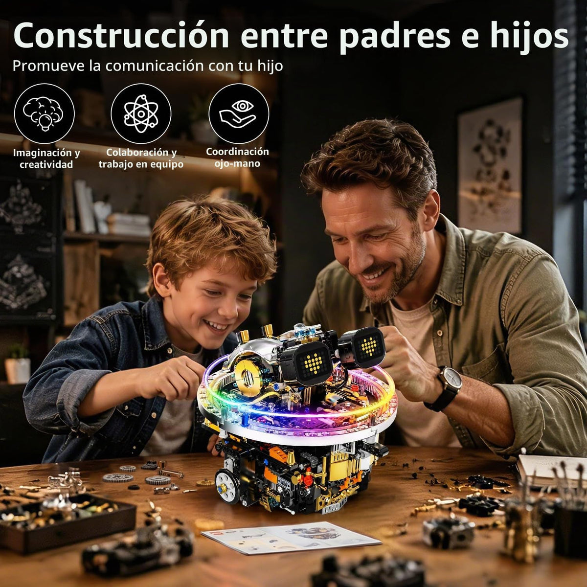 STEM Robot Kit de construcción para niños de 8 a 14 años, 804 piezas de juguete robótico esférico de control remoto y aplicación con expresiones LED y luces Cyberpunk, juego de codificación técnica