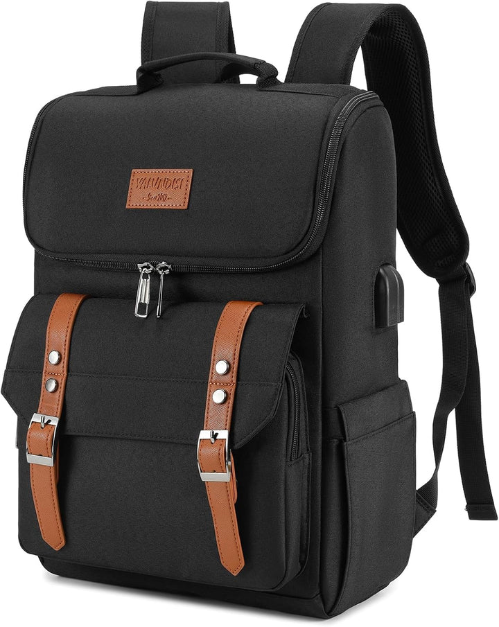 YALUNDISI Mochila vintage de viaje para laptop con puerto de carga...