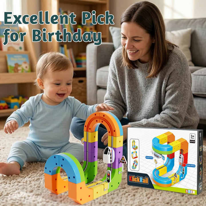 Wdebay klick Rail - Juego de tren eléctrico 3D mágico y flexible pa...