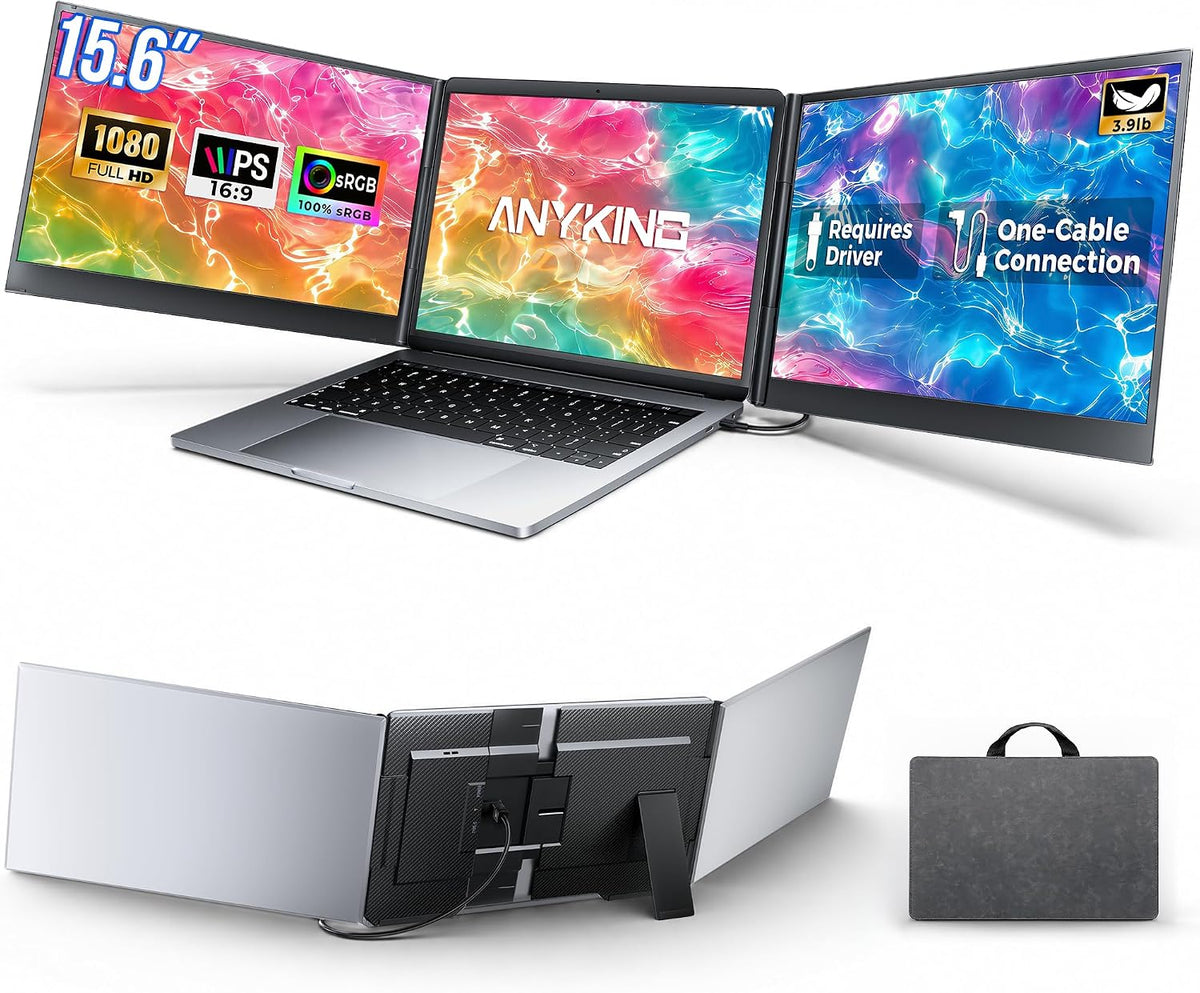 Extensor de pantalla para portátil FHD de 15,6", monitor triple portátil