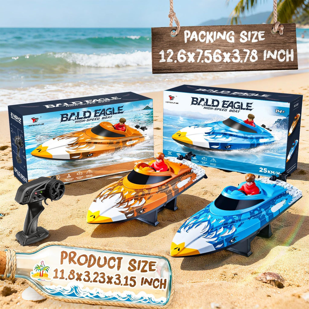 BEZGAR HJ822 12 pulgadas 25 KPH Velocidad RC Barco rápido para niños y adultos