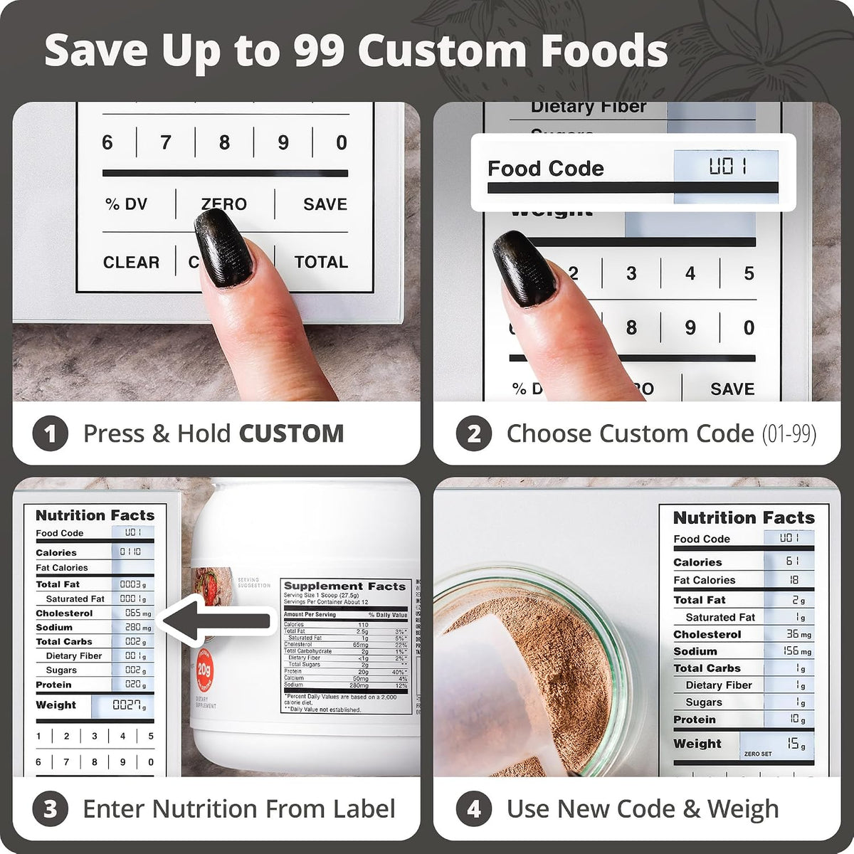 Greater Goods Báscula de alimentos con calculadora de nutrición
