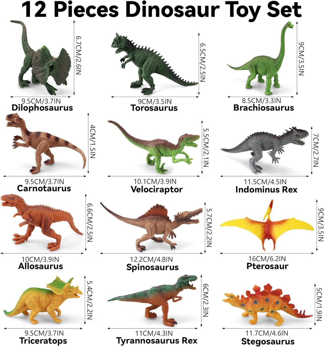 12Pcs Dinosaur Toy Set Realistic Mini Dinosaur Figurines