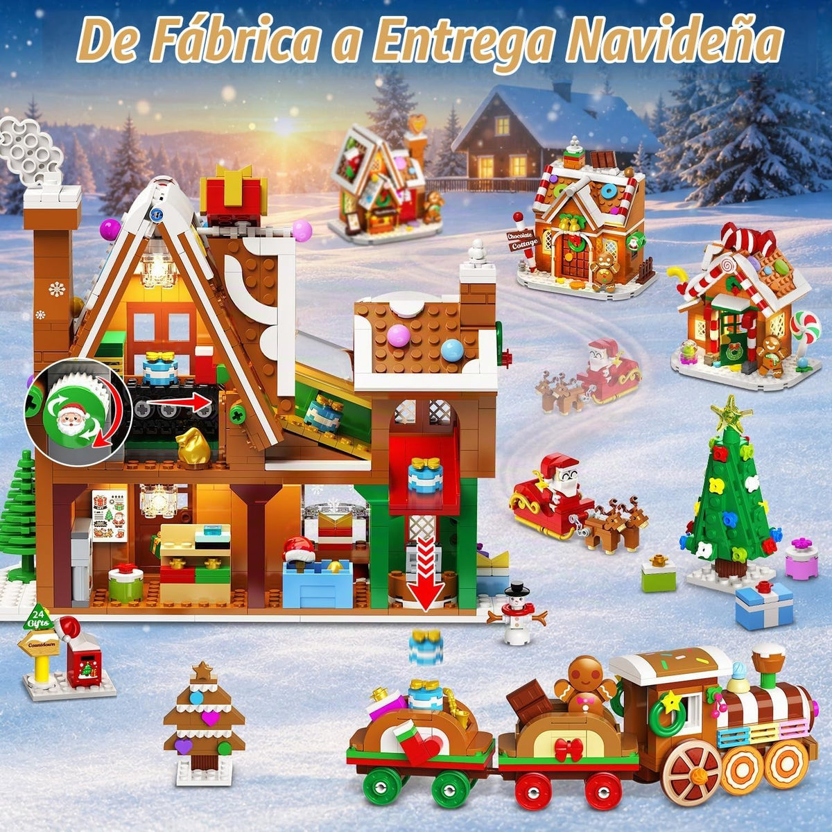 INSOON Calendario de Adviento 2026 Casa de pan de jengibre Mini juego de