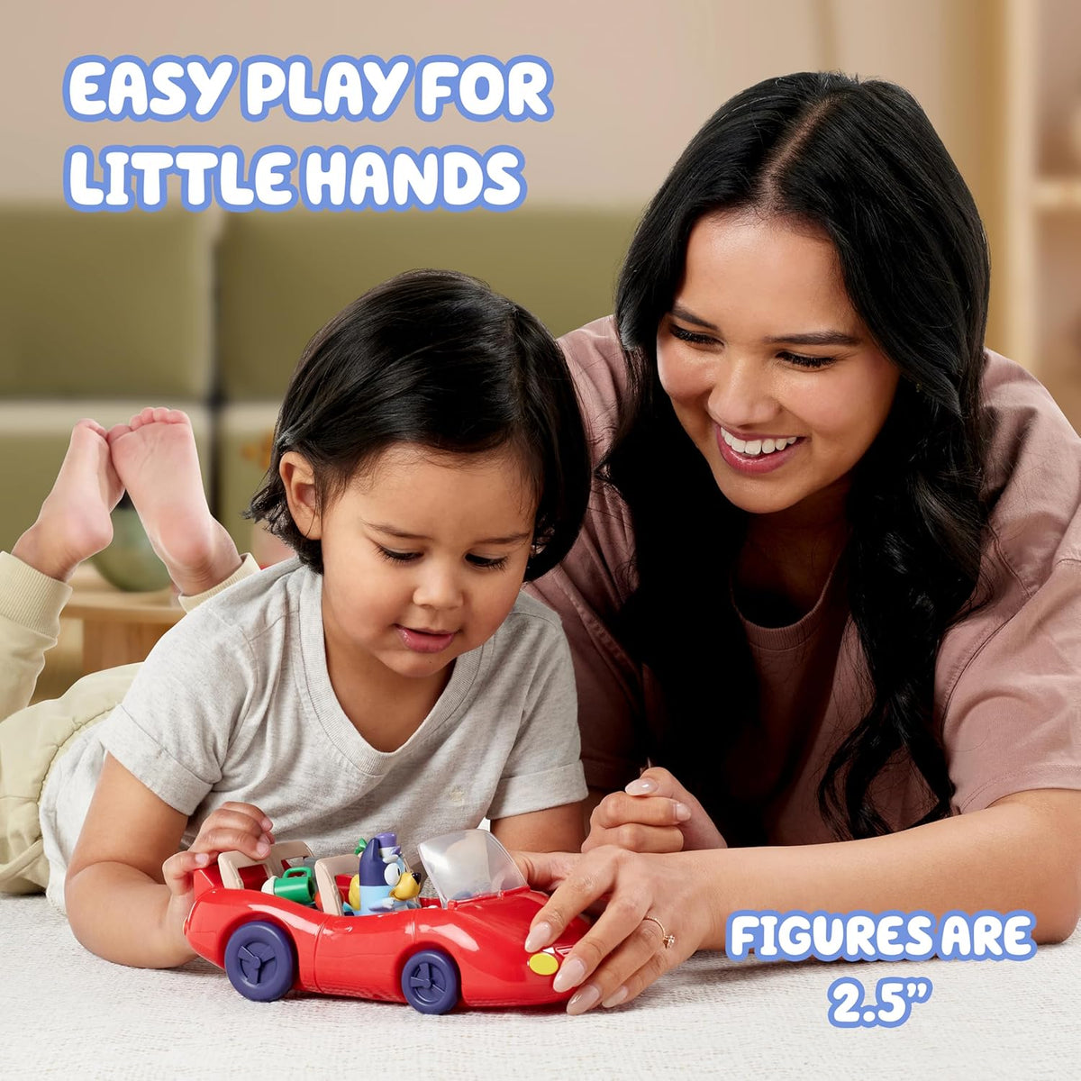 Bluey Escape Coche de juguete convertible, 4 figuras y 9 accesorios