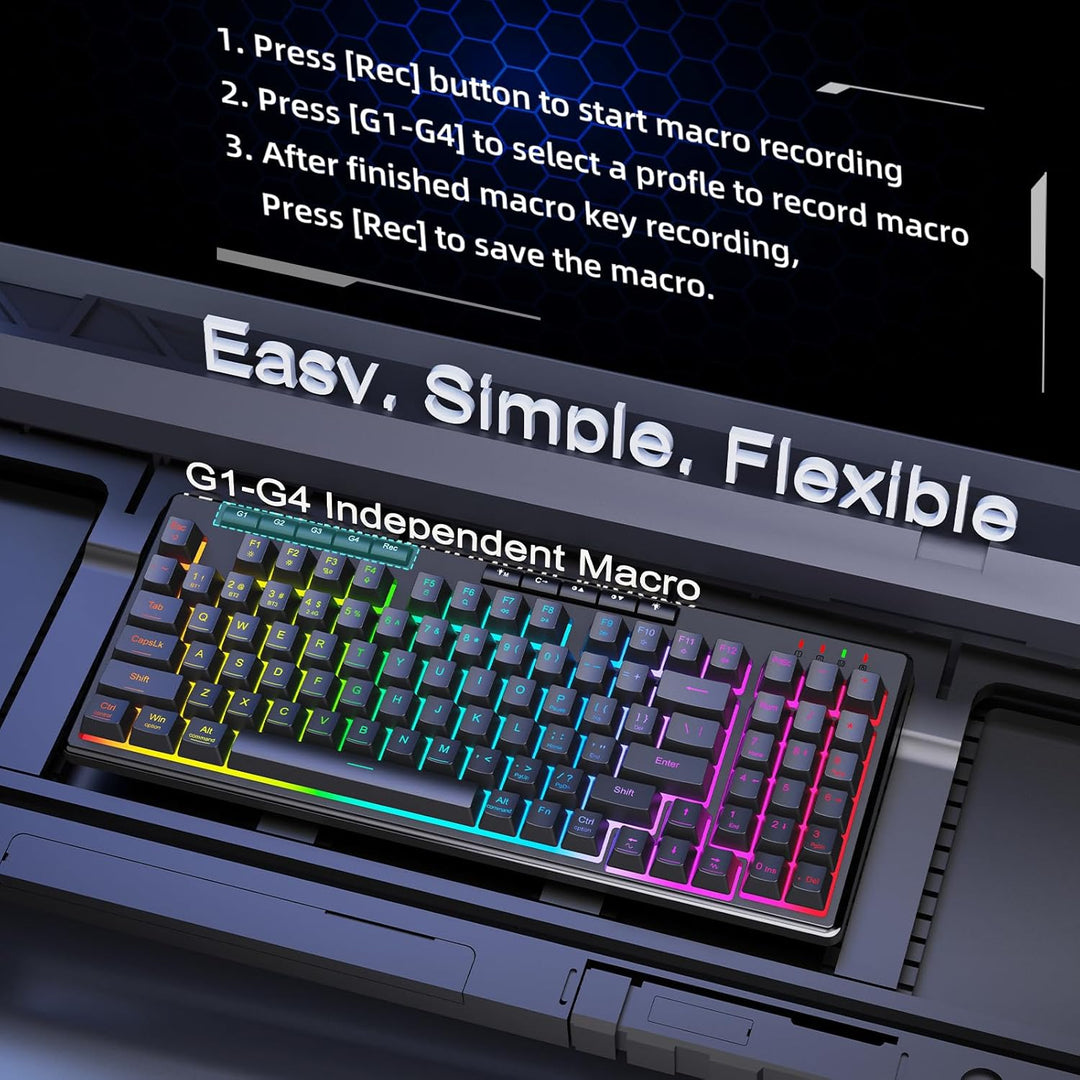 Redragon K517 Pro teclado inalámbrico para juegos, retroiluminación...