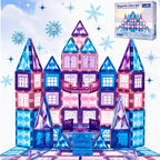 Little Pi 102 piezas de bloques de construcción con azulejos magnéticos de castillo de princesa congelada - Bloques de diamante 3D, juguetes educativos STEM para juego de rol, regalos de cumpleaños