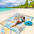 WIWIGO Manta de Playa Impermeable a Prueba de Arena Tapete de Playa 79" X 83"/10'x9' para 2-8 Adultos de Secado Rápido Tapete de Picnic al Aire Libre Accesorios de Playa para Viajes, Campamento