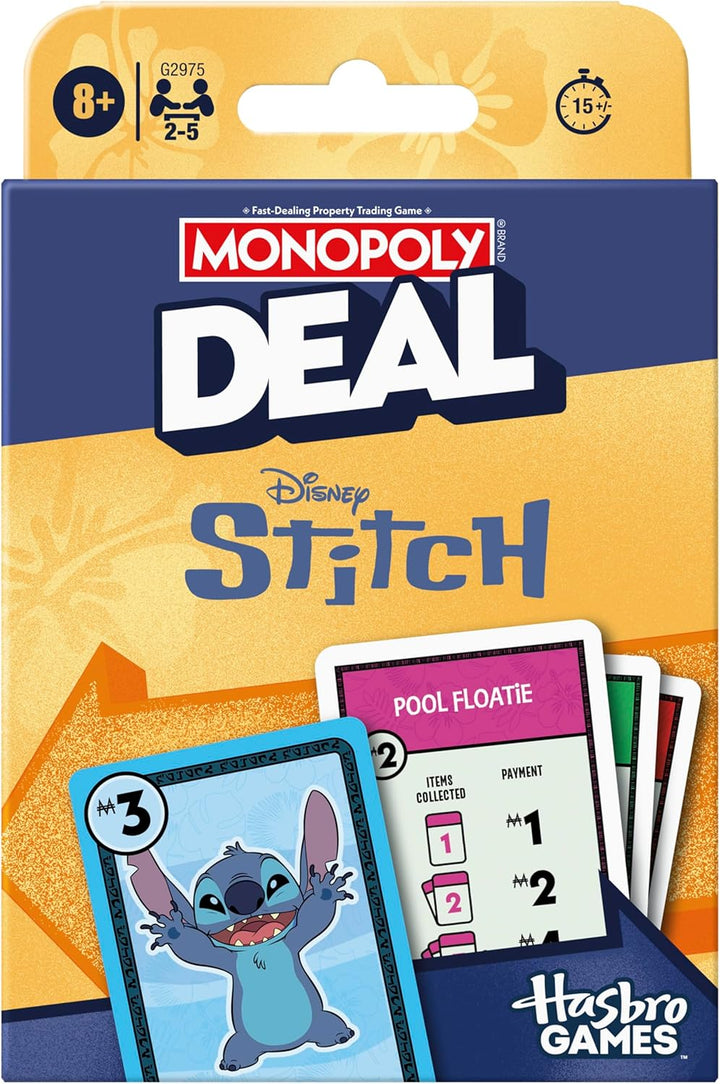 Monopoly Deal Juego de cartas Disney Stitch Basado en