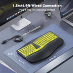 MEETION Teclado ergonómico con cable con teclas retroiluminadas y