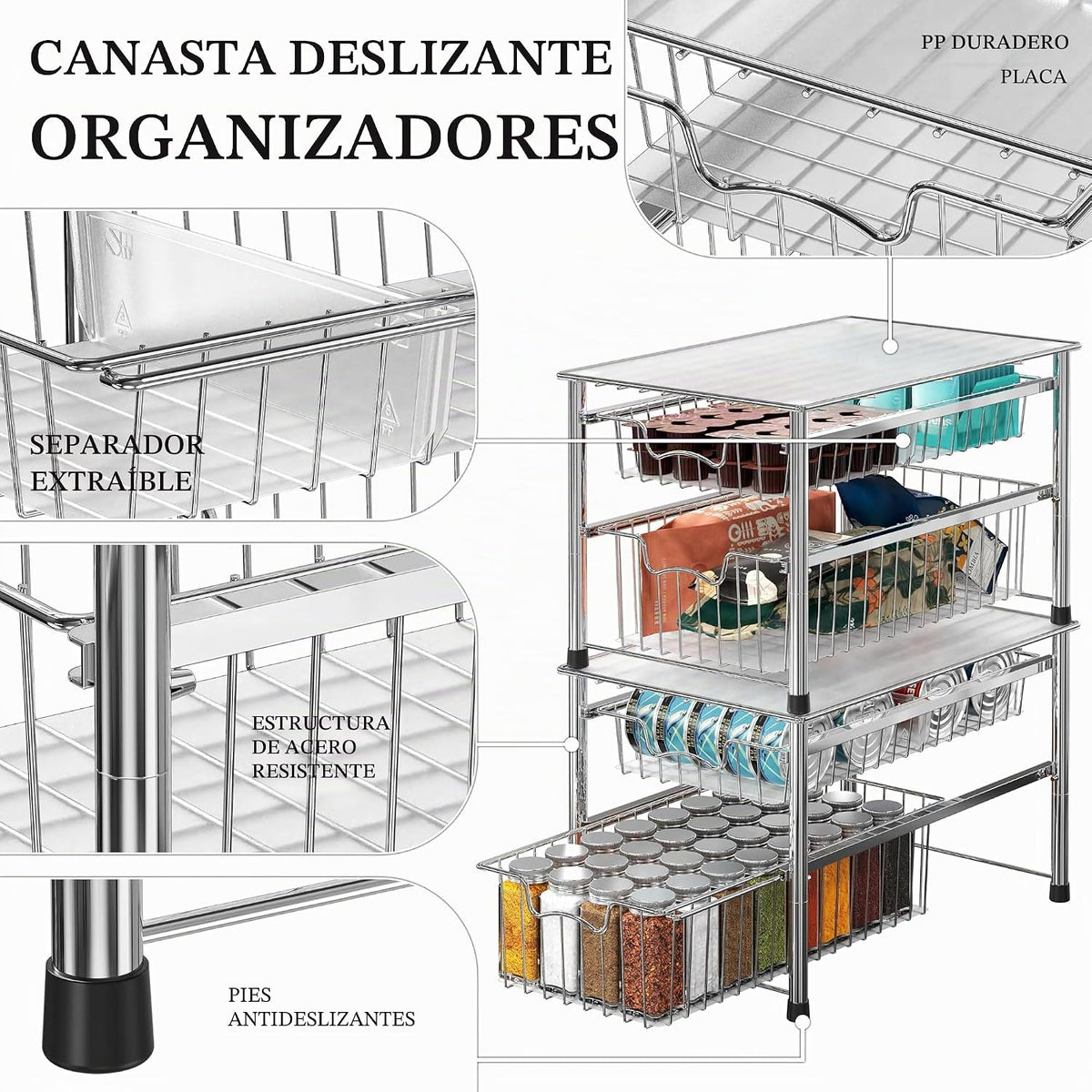 Cajón deslizante de 2 pisos apilables