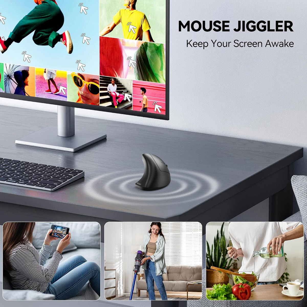 TECKNET Jiggler Ratón ergonómico, mouse vertical inalámbrico Blueto...
