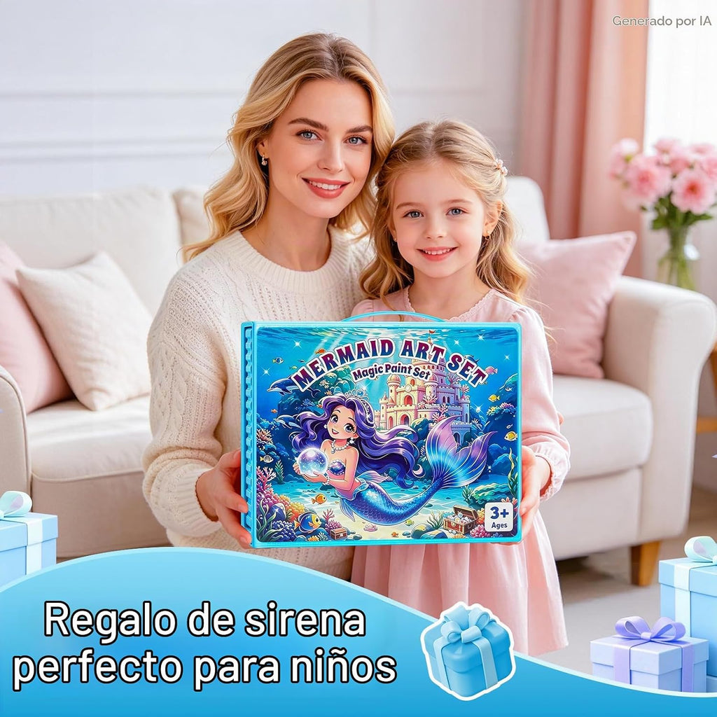 Kit de dibujo de sirena de 208 piezas, regalo para niñas y niños