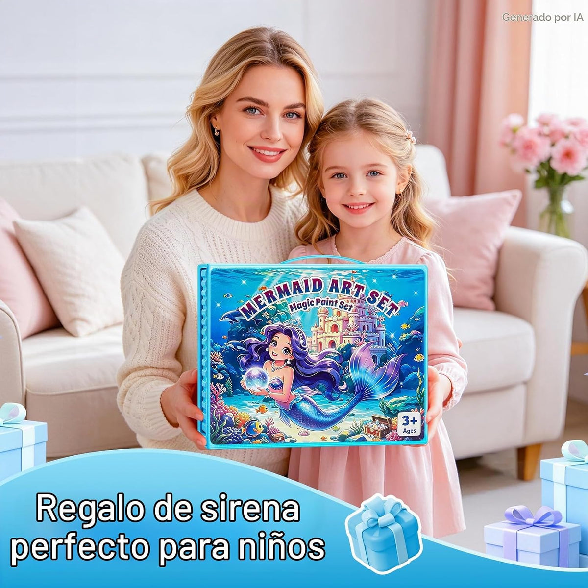 Kit de dibujo de sirena de 208 piezas, regalo para niñas y niños