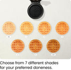 Chefman - Máquina para hacer waffles belgas antidesbordamiento con selector de tono, control de temperatura, foso sin ensuciar, plancha redonda de hierro con placas antiadherentes y mango de tacto