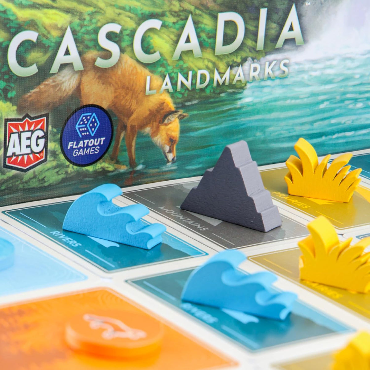 AEG y Flatout Games | Cascadia: Landmarks - Expansión para el galardonado juego de mesa, Cascadia | Fácil de aprender | Rápido de jugar | A partir de 10 años | Añade jugador 5 y 6