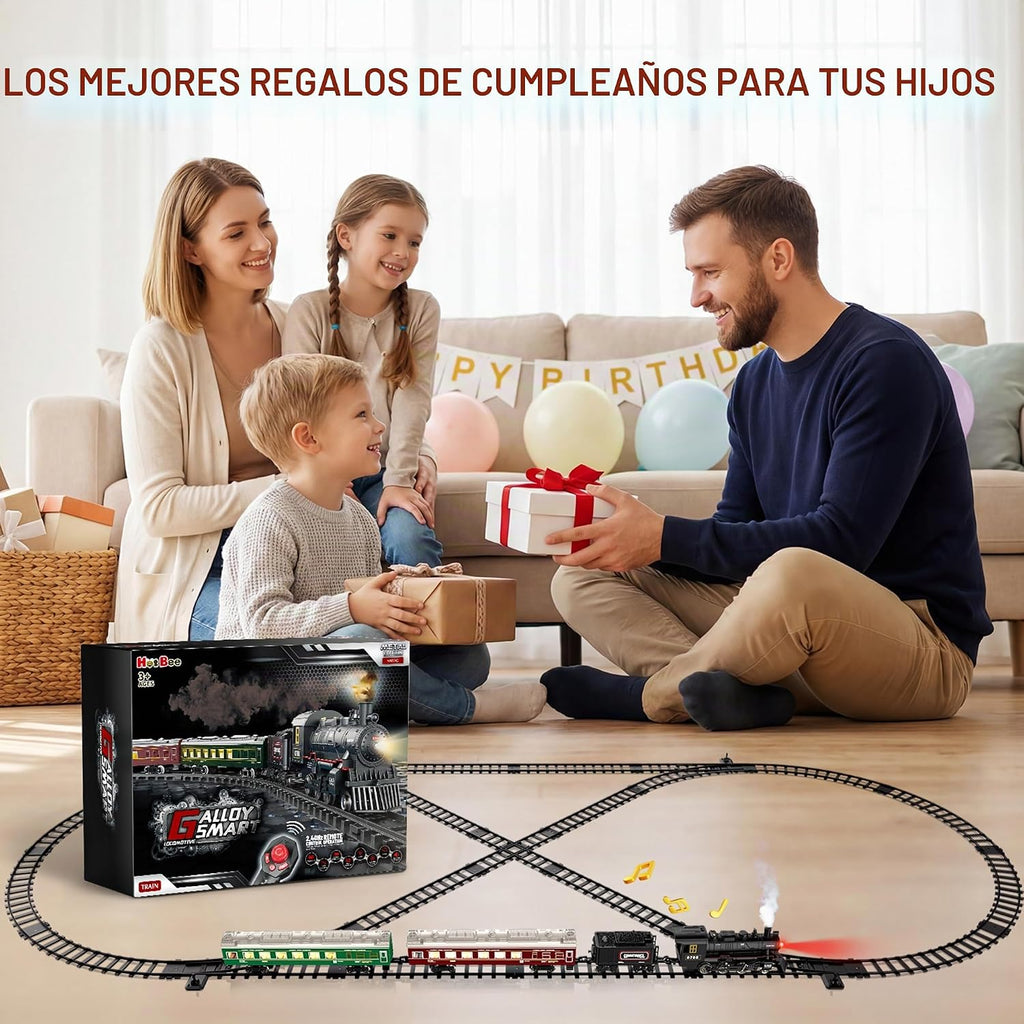 Hot Bee Train Set, juguetes de tren a control remoto con autos y pistas