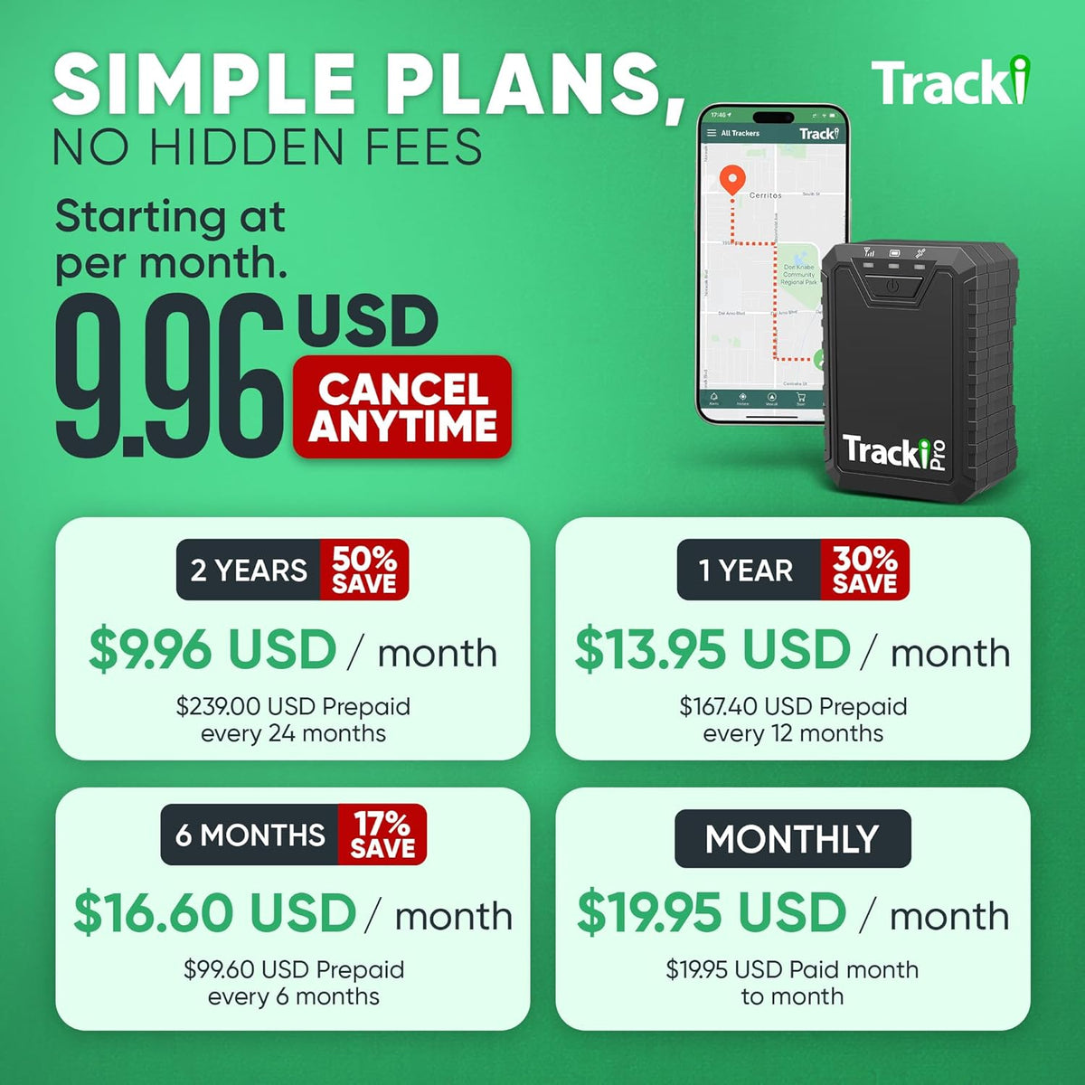 Rastreador GPS Pro Tracki para vehículos Localizador de