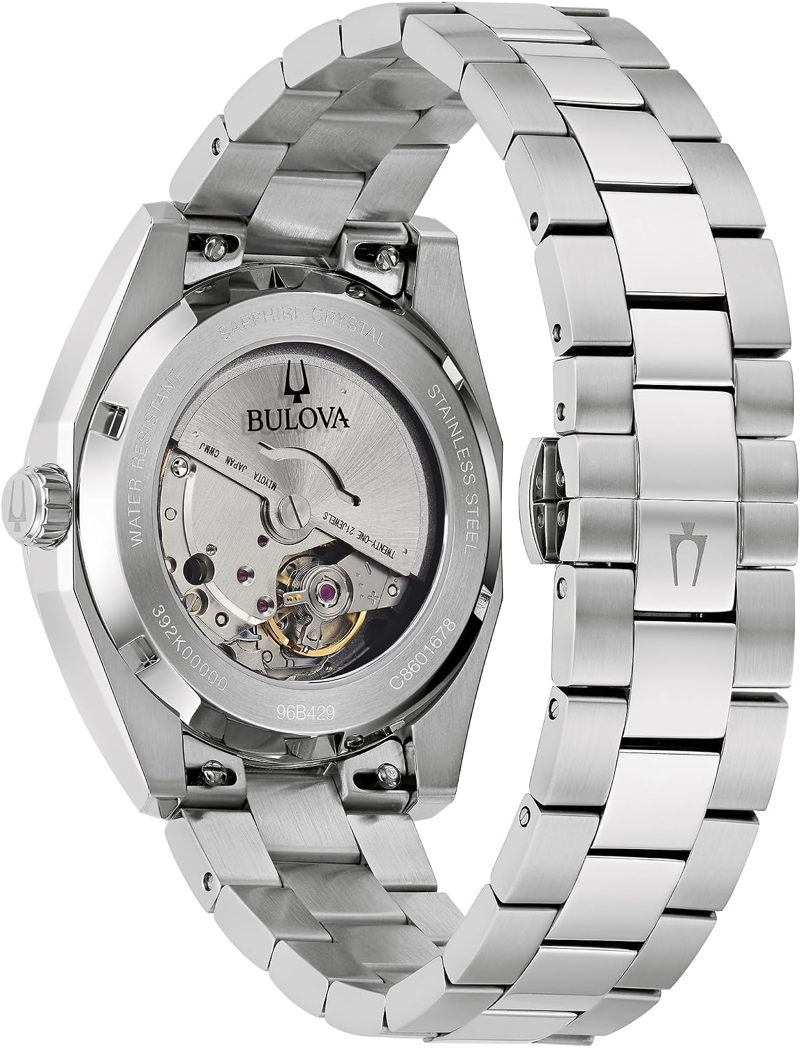 Bulova Surveyor Reloj automático de pulsera de acero inoxidable con esfera verde 1.535 in - 96B429