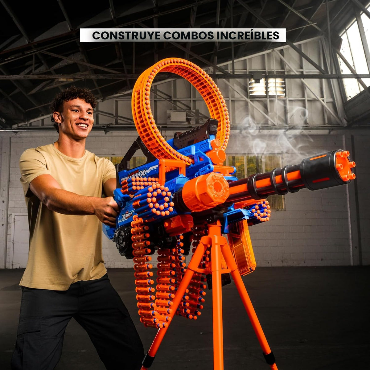XSHOT Insanity - Lanzador de barril fumante con tecnología de 72 bolsillos de aire para dardos de ZURU, lanzador de dardos con mecanismo fumante, juguete al aire libre para niños y niñas, adolescentes