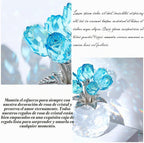Figura de Flor de Cristal Color Azul Cristal con Rosa, colección
